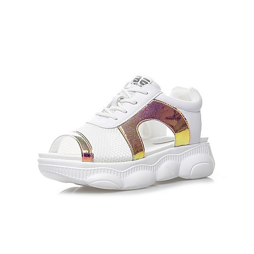 

Жен. Синтетика Лето Сандалии На плоской подошве Золотой / Серебряный