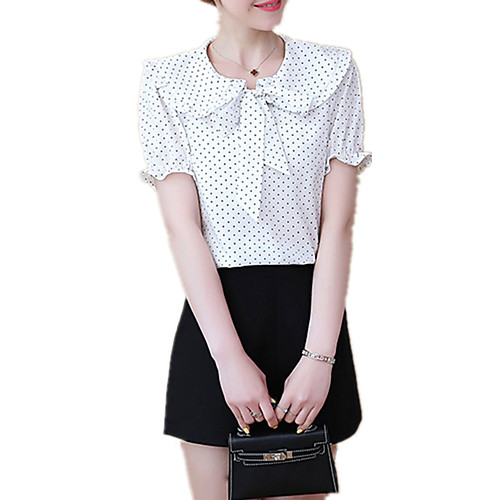 

Жен. Шнуровка / Пэчворк Рубашка Уличный стиль / Элегантный стиль Горошек Синий US6