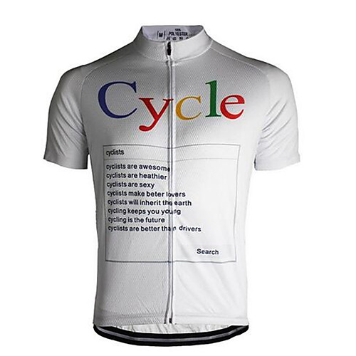 

21Grams Men's Short Sleeve Cycling Jersey White Bike Jersey Top Mountain Bike MTB Breathable Moisture Wicking Quick Dry Sports Terylene Clothing Apparel / Micro-elastic / Race Fit / Italian Ink