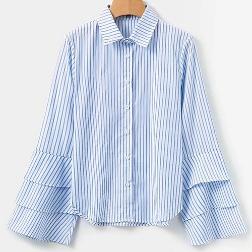 

Жен. Рубашка Классический Полоски Светло-синий US6