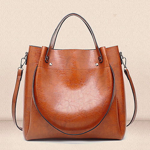 

Women's PU(Polyurethane) / PU Top Handle Bag Solid Color Black / Brown / Wine / Fall & Winter