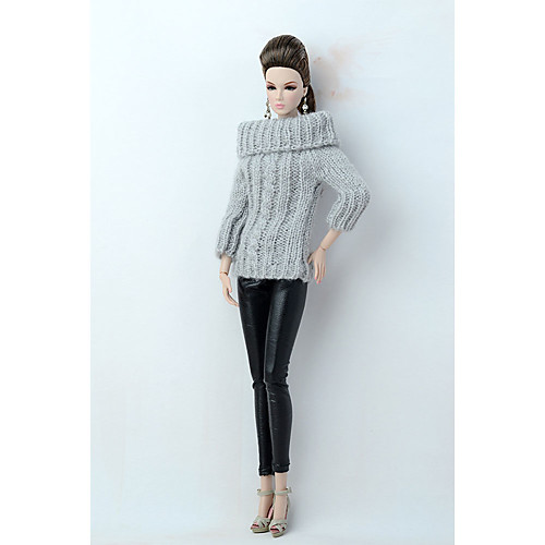 

Fashion Doll Coat Solid Color Knitted Sweater Tops for 30CM Doll Accessories Girls Gift