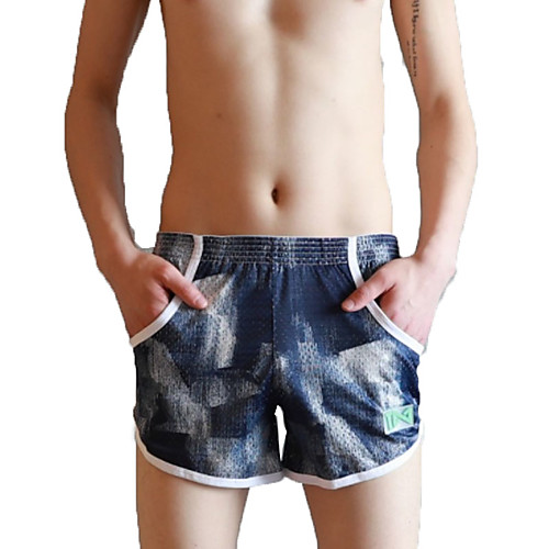 

Men's Sporty Red Royal Blue White Swim Trunk Bottoms Swimwear Swimsuit - Geometric Color Block Lace up Print M L XL Red