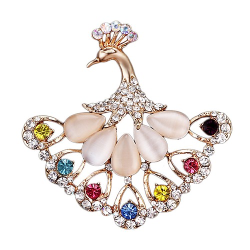 

Women's Brooches Peacock Stylish Brooch Jewelry Golden For Daily