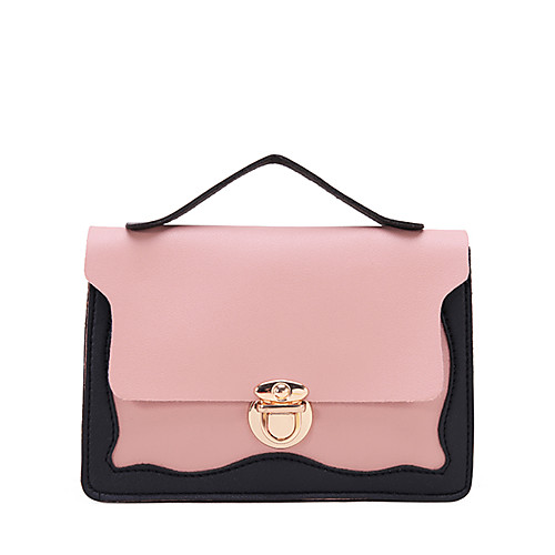 

Women's Buttons PU(Polyurethane) / PU Top Handle Bag Color Block Black / Brown / Blushing Pink / Fall & Winter