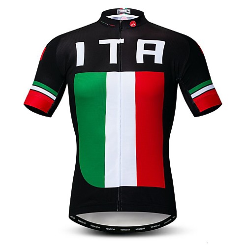 

21Grams Men's Short Sleeve Cycling Jersey Rough Black Italy National Flag Bike Jersey Top Mountain Bike MTB Road Bike Cycling Breathable Moisture Wicking Quick Dry Sports Polyester Elastane Terylene