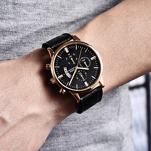 

Men's Dress Watch Quartz Modern Style Stylish Leather Black / Blue 30 m Chronograph Creative New Design Analog Casual Minimalist - Black / Silver White / Brown Black / Rose Gold Two Years Battery Life