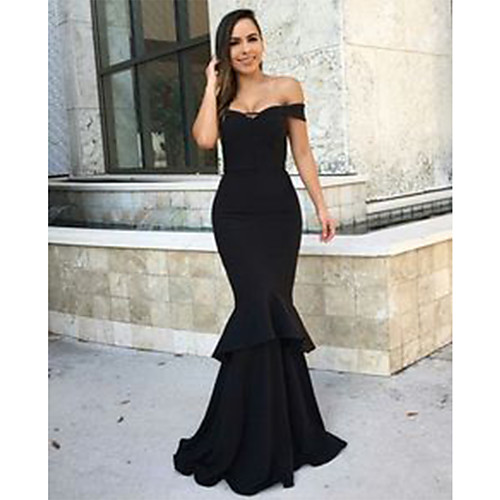 

Mermaid / Trumpet Off Shoulder Floor Length Satin Elegant Formal Evening Dress 2020 with