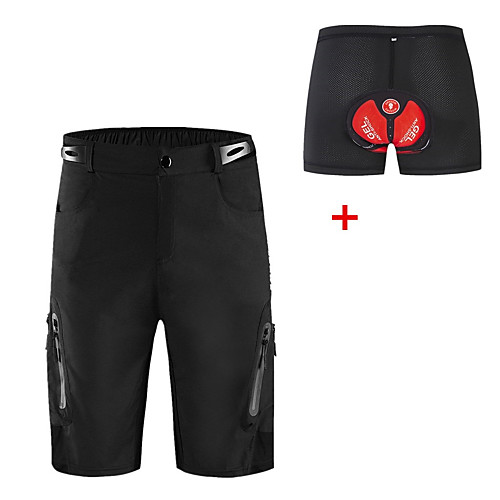 

WOSAWE Men's Cycling Padded Shorts Cycling MTB Shorts Bike Padded Shorts / Chamois MTB Shorts Bottoms Breathable 3D Pad Moisture Wicking Sports Solid Color Spandex Silicone Black / Red Mountain Bike