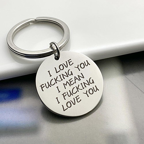 

Stainless Steel I Love Fucking You Engraved Keyring for Husband Boyfriend