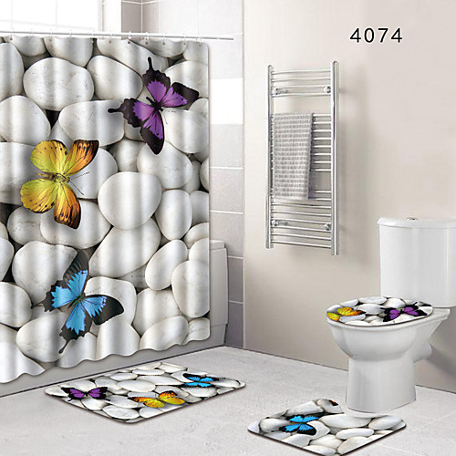 

1pc Modern Bath Mats leatherette Geometric Thickening / Non-Slip