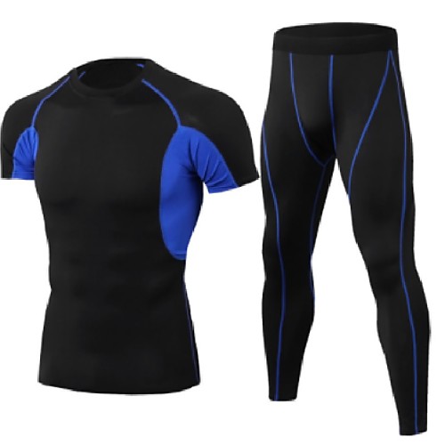 

JACK CORDEE Men's Patchwork Elastane Tracksuit 1 set Running Fitness Breathable Quick Dry Sportswear Compression Clothing Activewear High Elasticity Regular Fit