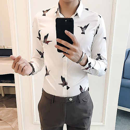 

Men's Daily Going out Basic / Elegant Shirt - Solid Colored White
