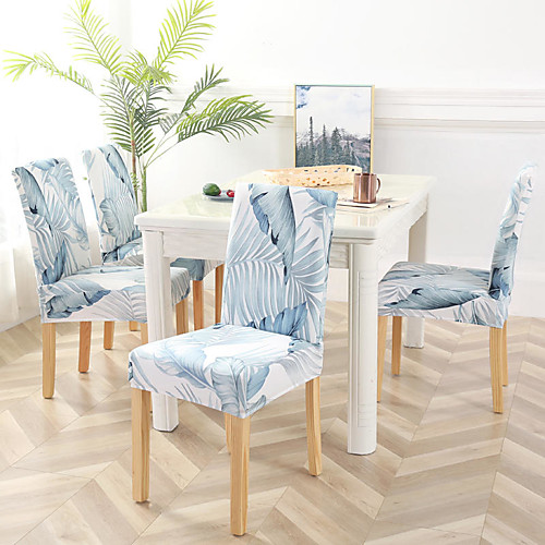 

чехлы на стулья из полиэстера с реактивной печатью / стильный бело-синий цветочный узор / очень эластичный