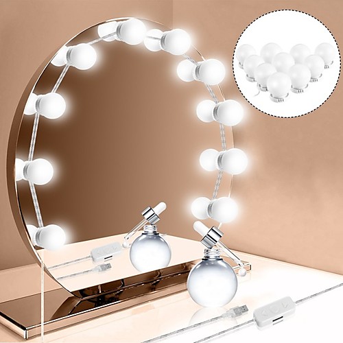 

1set привело косметическое зеркало 10bulbs usb зарядка составляют зеркало лампа регулируемая яркость света макияж зеркало
