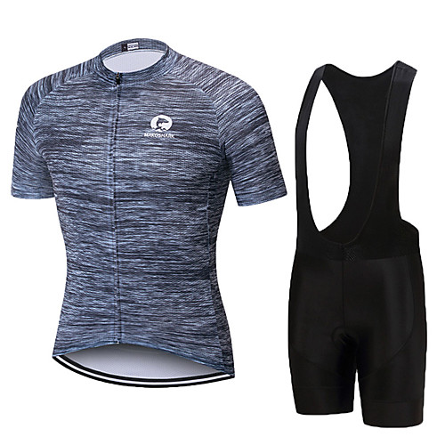 

MAKOSHARK Men's Women's Short Sleeves Cycling Jersey with Bib Shorts Cycling Jersey with Shorts Grey Bike Breathable Quick Dry Sports Solid Colored Mountain Bike MTB Road Bike Cycling Clothing Apparel