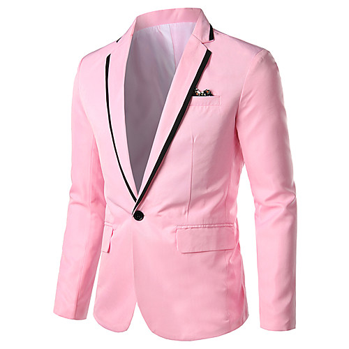 

Men's Blazer Notch Lapel Polyester Yellow / Blushing Pink / Red