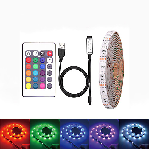 

LOENDE Waterproof USB DC 5V 5M LED Strip 5050 RGB Tape TV Background Lighting DIY Home Decorative Lamp With 44Key Controller Set