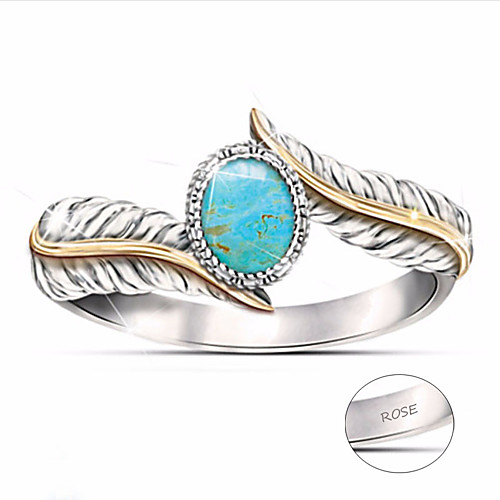 

Personalized Customized Clear Turquoise Ring Classic Gift Promise Festival Geometric 1pcs Silver