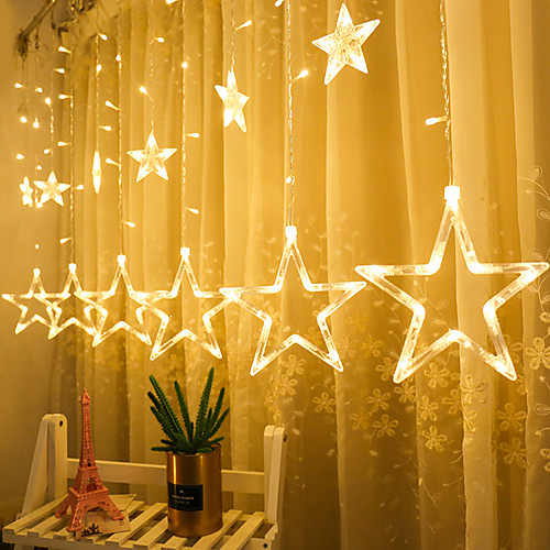 

2.5 м романтическая фея звезда светодиодные занавес строки огни 138 светодиодов теплый белый / белый свадьба праздник декора 220-240 В 1 компл.