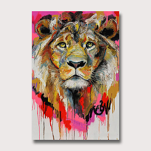 

Oil Painting Hand Painted - Abstract Animals Modern Rolled Canvas