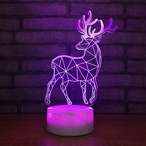 

лось стойло 3d творческий визуальный новый и странный синий светильник настольная лампа декор комнаты огни рождественский подарок для ребенка
