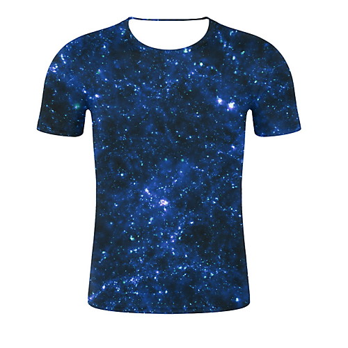 

Men's Daily EU / US Size Slim T-shirt - 3D Print Round Neck Navy Blue / Short Sleeve