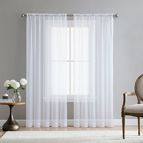 

Modern rod Style White Sheer Curtains Living Room Storage