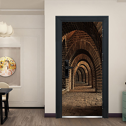 

Creative Corridor Door Stickers Decorative Waterproof Door Decal Decor - Plane Wall Stickers Floral / Botanical / Landscape Study Room / Office / Dining Room / Kitchen