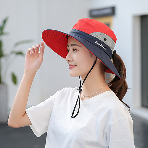 

Fishing Hat Fisherman Hat Hiking Hat Hat 1 PCS Portable Sunscreen UV Resistant Breathable Patchwork Cotton Autumn / Fall Spring Summer for Women's Camping / Hiking Hunting Fishing Purple Yellow Red