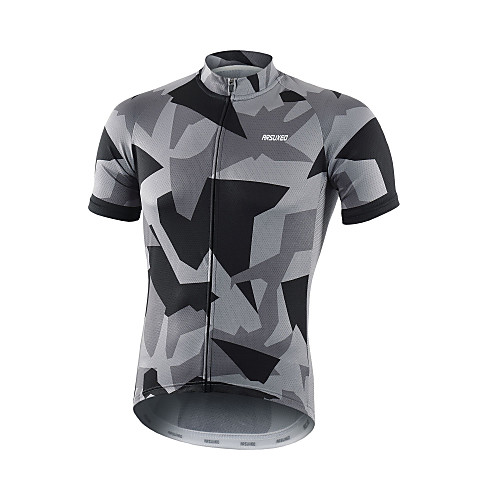 

Arsuxeo Men's Short Sleeve Cycling Jersey Red Grey White Bike Jersey Top Mountain Bike MTB Road Bike Cycling Breathable Quick Dry Moisture Wicking Sports Clothing Apparel / Micro-elastic / Triathlon