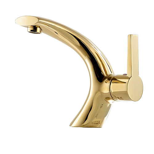 

Bathroom Sink Faucet - Fancy Widespread Gold Free Standing Single Handle One HoleBath Taps