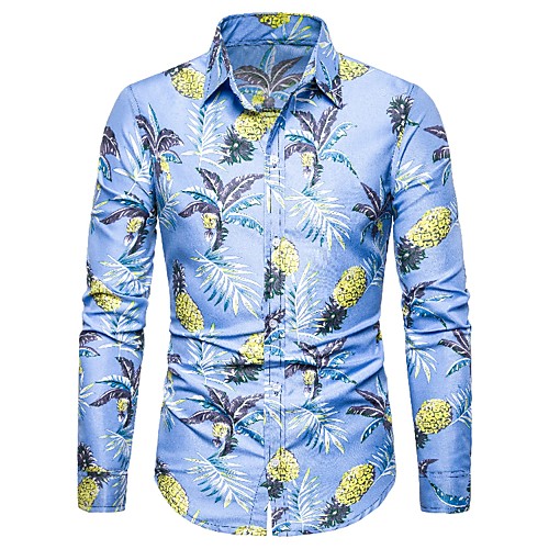 

Men's Holiday Tropical Shirt - Geometric Print Blue