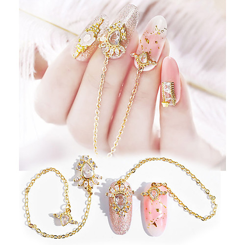 

1 pcs Top Quality Luxury Zircon Crystal Rhinestones For Nails Alloy Gold Nail Art Decorations Fashion Chains Tassel Jewelry Ornaments