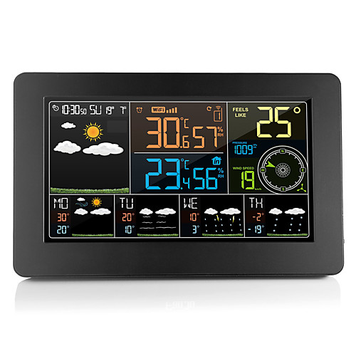 

Multifunction WiFi Digital Alarm Clock Smart Weather Station Indoor Outdoor Temperature Humidity with APP Control SM2710-1102