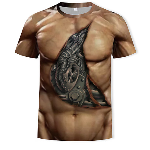 

Men's 3D Machine Print T-shirt Sexy Rock Club Gym Khaki