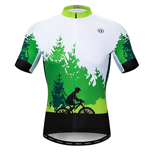 фото Weimostar муж. с короткими рукавами велокофты зеленый велоспорт спортивный костюм джерси верхняя часть дышащий виды спорта полиэстер эластан терилен горные велосипеды шоссейные велосипеды одежда Lightinthebox