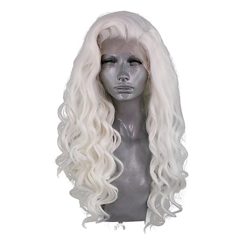

Synthetic Lace Front Wig Wavy Side Part Lace Front Wig Long Platinum Blonde Synthetic Hair 18-26 inch Women's Adjustable Heat Resistant Party Blonde
