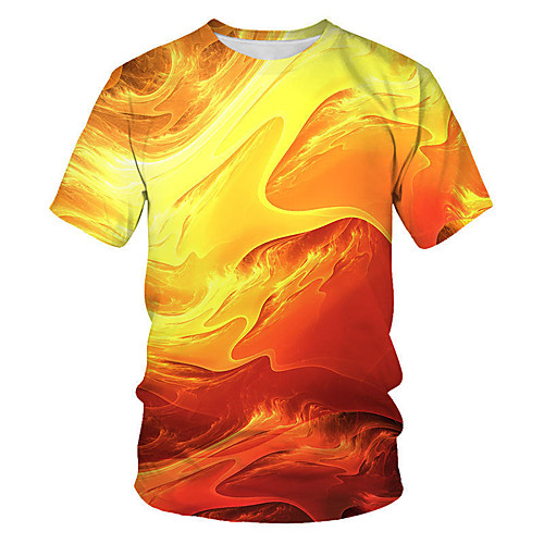

Men's Daily Going out Street chic / Punk & Gothic T-shirt - Geometric / 3D Print Orange