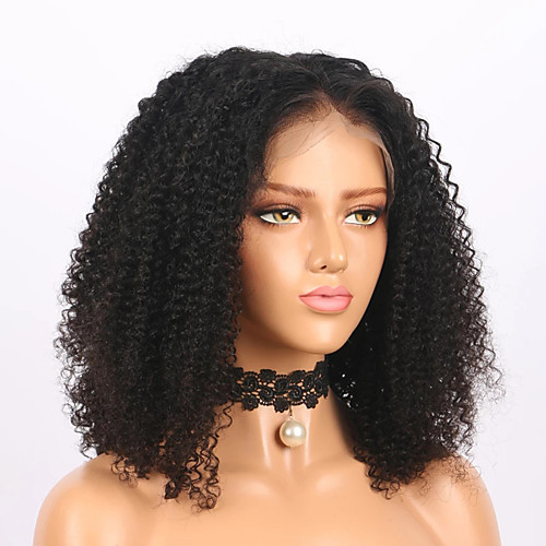 

Remy Human Hair Full Lace Lace Front Wig Middle Part style Brazilian Hair Curly Black Wig 150% 180% Density Odor Free Fashionable Design Women Natural Comfortable Women's Short Human Hair Lace Wig