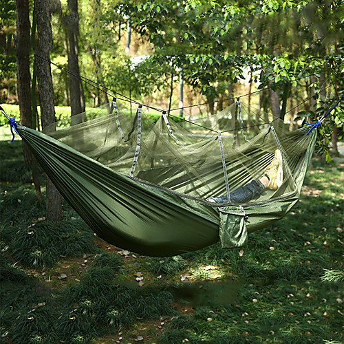 

Camping Hammock with Mosquito Net Outdoor Portable Lightweight Anti-Mosquito Collapsible Parachute Nylon with Carabiners and Tree Straps for 2 person Beach Camping Camping / Hiking / Caving Yellow