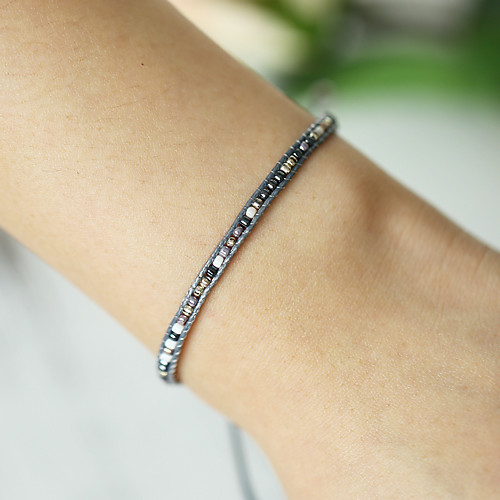 

Women's Handmade Link Bracelet Braided Happy Asian Bohemian Acrylic Bracelet Jewelry Black For Gift Daily