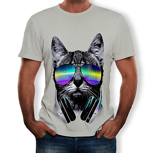 

Men's Daily Holiday Street chic / Exaggerated T-shirt - Color Block / 3D / Graphic Print White