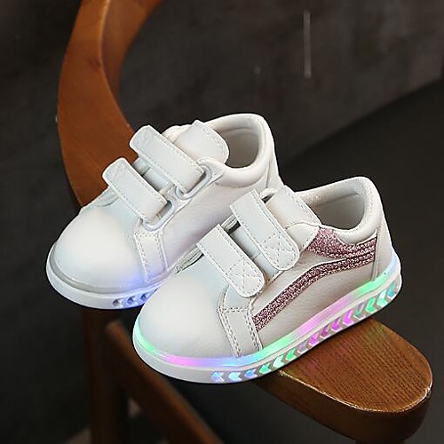 

Girls' LED / Comfort Faux Leather Athletic Shoes Little Kids(4-7ys) Running Shoes Black / Silver / Pink Spring