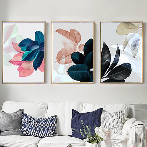 

3Pcs Fashionable Leaf Pattern Canvas Wall Art Painting Printed Picture Home Office Decor