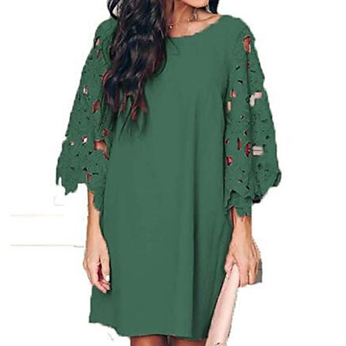 

Women's Wine Green Dress Basic A Line Solid Colored S M
