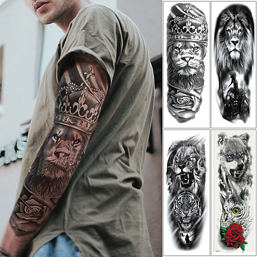 

4 шт. / Лот полный рука временные татуировки наклейки для мужчин, женщин черный череп смерти супер большой большой водонепроницаемый поддельные татуировки рукава