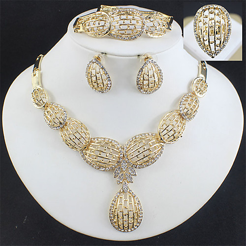 

Women's Gold Bridal Jewelry Sets Link / Chain Teardrop Vintage Earrings Jewelry Gold For Wedding Engagement Gift 1 set