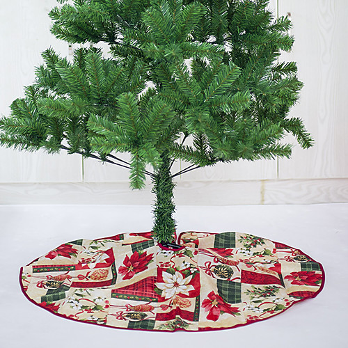 

Pretty Printing Christmas Tree Skirt Flower Base Floor Mat Cover for Christmas Party Decor
