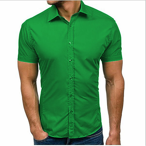 

Men's Daily Basic Shirt - Solid Colored Blue / Short Sleeve